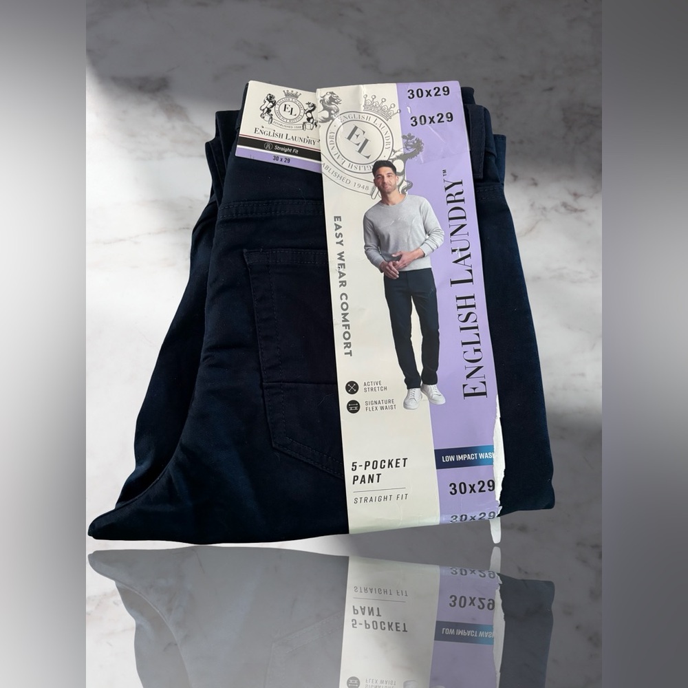 English Laundry Men's Navy Blue 5-Pocket Pants